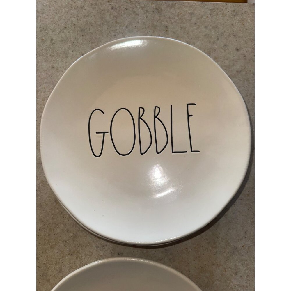 Set of 4 Rae Dunn Artisan Collection By Magenta “Gobble” Dinner Plates - Picture 3 of 11